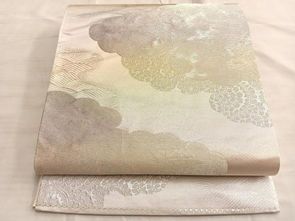 平和屋着物◎六通柄袋帯 雲取り草葉文 金銀糸 正絹 逸品 BAAK1065du