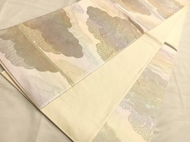 平和屋着物◎六通柄袋帯 雲取り草葉文 金銀糸 正絹 逸品 BAAK1065du