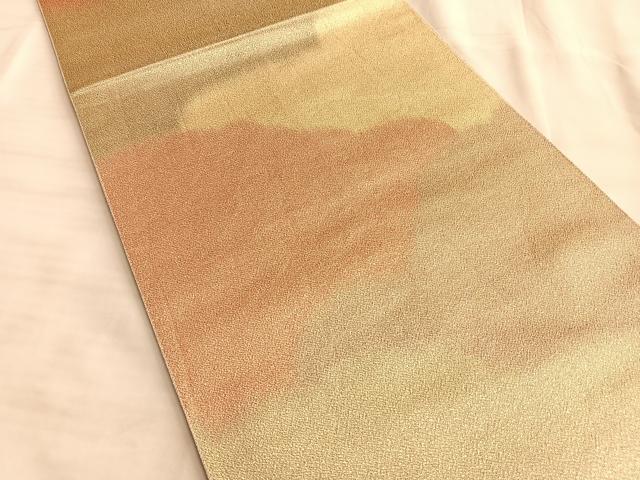 平和屋着物◎全通柄袋帯 つづれ 霞文 金糸 正絹 逸品 BAAK1074du