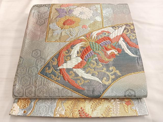 平和屋着物●西陣 野々村織物謹製 佐賀錦 六通柄袋帯 唐織 鳳凰地紙花唐草文 金銀糸 正絹 逸品 BAAK1108du
