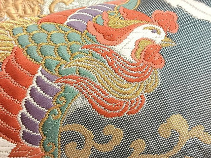 平和屋着物●西陣 野々村織物謹製 佐賀錦 六通柄袋帯 唐織 鳳凰地紙花唐草文 金銀糸 正絹 逸品 BAAK1108du