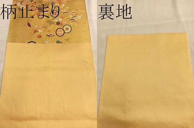 平和屋着物●六通柄袋帯 吹き寄せ文 金糸 正絹 逸品 BAAK1115du