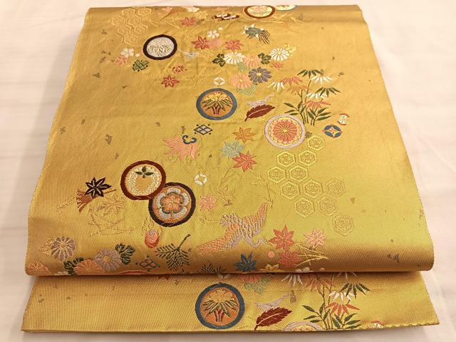 平和屋着物●六通柄袋帯 吹き寄せ文 金糸 正絹 逸品 BAAK1115du