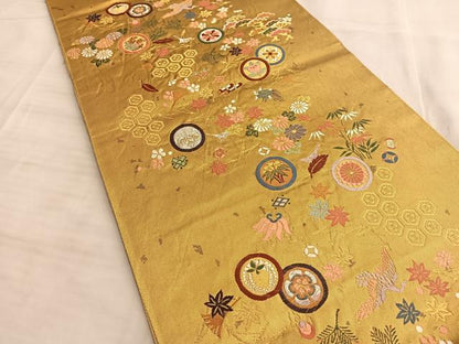 平和屋着物●六通柄袋帯 吹き寄せ文 金糸 正絹 逸品 BAAK1115du