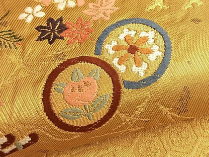 平和屋着物●六通柄袋帯 吹き寄せ文 金糸 正絹 逸品 BAAK1115du