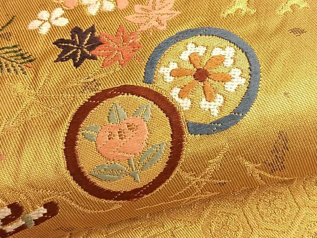 平和屋着物●六通柄袋帯 吹き寄せ文 金糸 正絹 逸品 BAAK1115du
