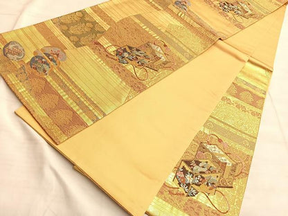 平和屋着物●六通柄袋帯 唐織 利休名物裂 金糸 引箔 正絹 逸品 BAAK1119du