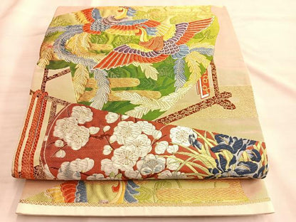 平和屋着物◎六通柄袋帯 唐織 掛衣文 金糸 正絹 逸品 BAAK1142du