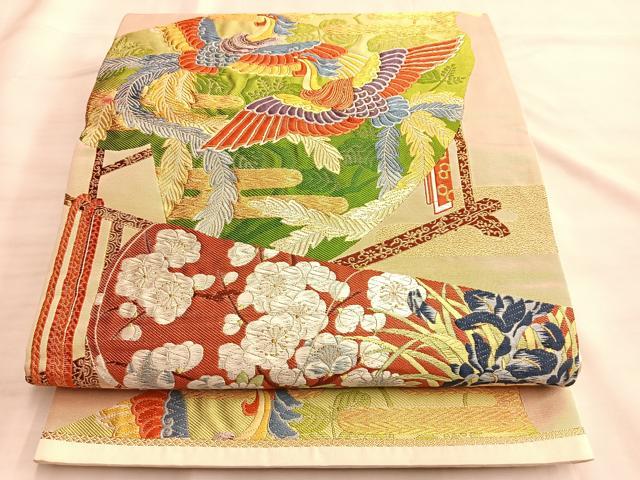 平和屋着物◎六通柄袋帯 唐織 掛衣文 金糸 正絹 逸品 BAAK1142du