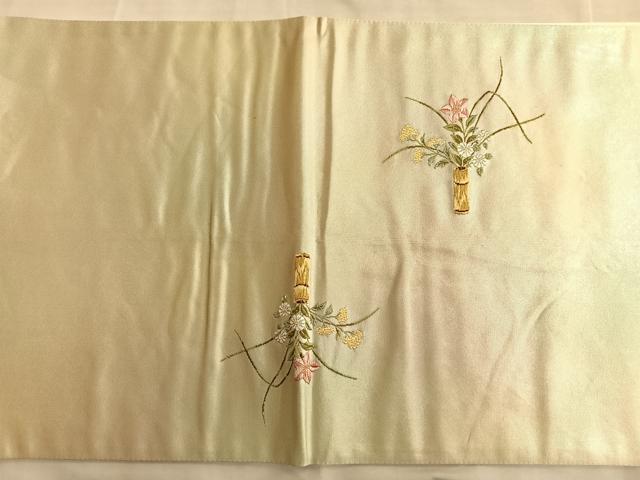 平和屋着物◎太鼓柄袋帯 唐織 飾花文様 金糸 正絹 逸品 BAAK1183du