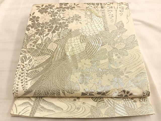 平和屋着物◎六通柄袋帯 唐織 鳳凰草花文 金銀糸 正絹 逸品 BAAK1197du