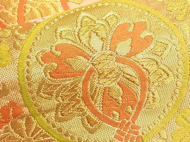 平和屋着物◎六通柄袋帯 唐織 エ霞鏡裏文様 金糸 正絹 逸品 BAAK1199du