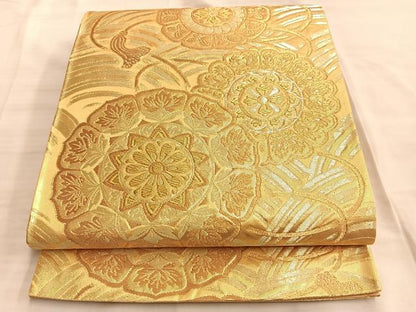 平和屋着物◎六通柄袋帯 鏡裏文様 金糸 正絹 逸品 BAAK1200du