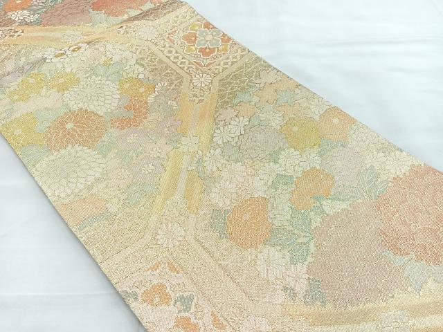 平和屋着物◎佐賀錦 六通柄袋帯 蜀江花文 金糸 正絹 逸品 BAAK5790if