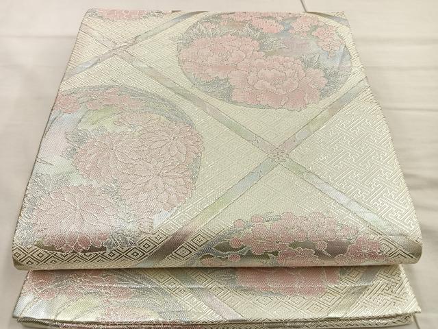 平和屋着物◎佐賀錦 六通柄袋帯 菱天井花丸文 銀糸 逸品 BAAK6739ea