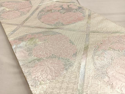 平和屋着物◎佐賀錦 六通柄袋帯 菱天井花丸文 銀糸 逸品 BAAK6739ea