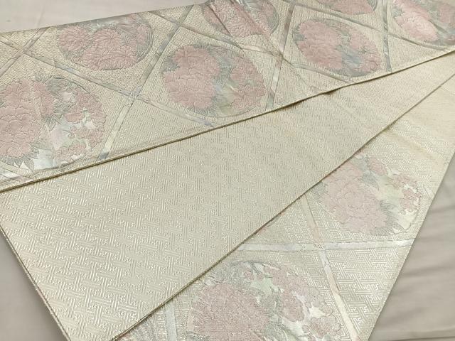 平和屋着物◎佐賀錦 六通柄袋帯 菱天井花丸文 銀糸 逸品 BAAK6739ea