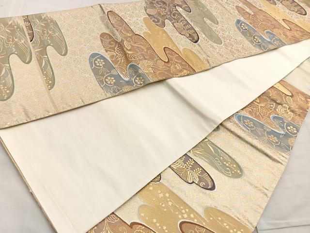 平和屋着物◎六通柄袋帯 霞重流水文 金糸 逸品 BAAK6762ea