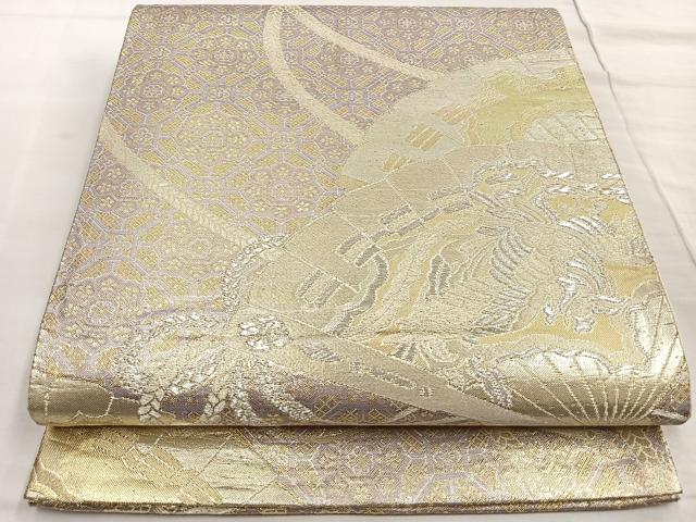 平和屋着物◎佐賀錦 六通柄袋帯 唐織 桧扇鳳凰文 金銀糸 正絹 逸品 BAAK6776ea