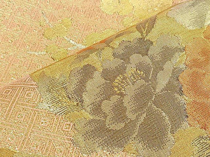平和屋着物◎太鼓柄袋帯 菱天井花丸文 金糸 正絹 逸品 BAAK6800ea