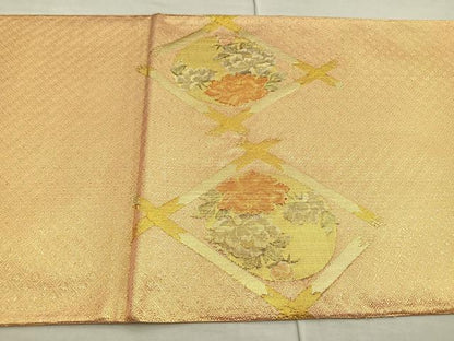 平和屋着物◎太鼓柄袋帯 菱天井花丸文 金糸 正絹 逸品 BAAK6800ea