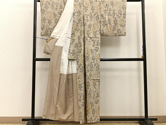 平和屋着物■上質なお召 樹林文 正絹 逸品 BAAK9799xa