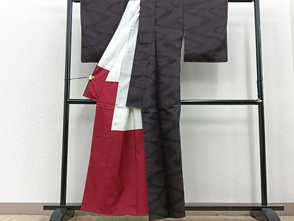 平和屋着物■上質なお召 流水文 正絹 逸品 BAAK9803xa