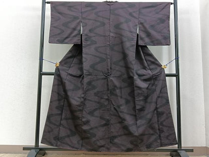 平和屋着物■上質なお召 流水文 正絹 逸品 BAAK9803xa