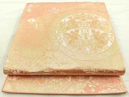 平和屋着物◎六通柄袋帯 正倉院切嵌文様 金銀糸 正絹 逸品 BAAL0160cm