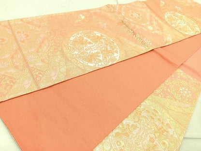 平和屋着物◎六通柄袋帯 正倉院切嵌文様 金銀糸 正絹 逸品 BAAL0160cm