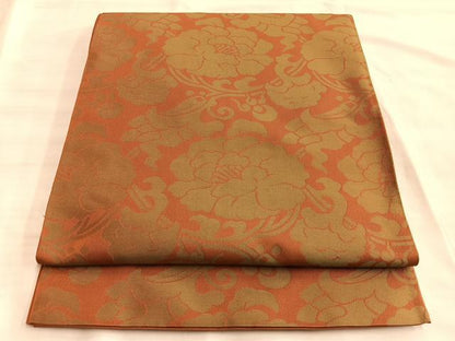 平和屋着物◎全通柄 本袋帯 牡丹唐草 正絹 逸品 BAAL0401du