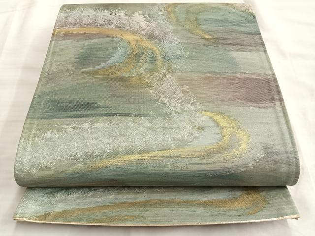 平和屋着物◎六通柄袋帯 霞文 金彩 正絹 逸品 BAAL0405du