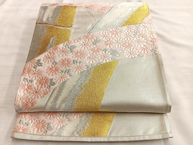 平和屋着物◎六通柄袋帯 唐織 竹取花文 金銀糸 正絹 逸品 BAAL0410du
