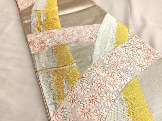 平和屋着物◎六通柄袋帯 唐織 竹取花文 金銀糸 正絹 逸品 BAAL0410du