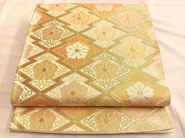 平和屋着物◎六通柄袋帯 松皮菱花唐草文 金銀糸 正絹 逸品 BAAL0424du