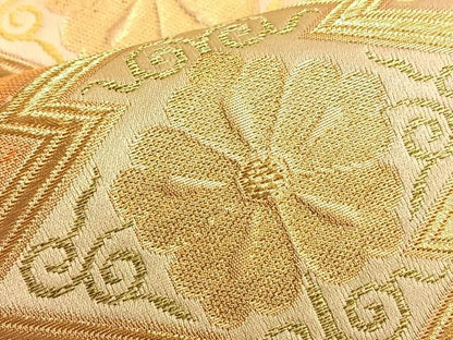 平和屋着物◎六通柄袋帯 松皮菱花唐草文 金銀糸 正絹 逸品 BAAL0424du