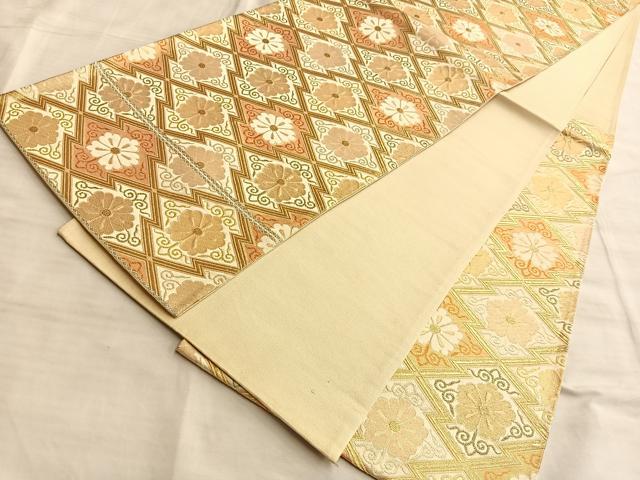 平和屋着物◎六通柄袋帯 松皮菱花唐草文 金銀糸 正絹 逸品 BAAL0424du