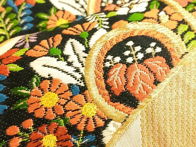 平和屋着物◎六通柄袋帯 竹取秋草文 金糸 正絹 逸品 BAAL0522du