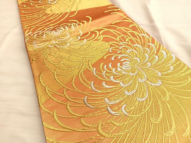 平和屋着物◎六通柄袋帯 乱菊 金銀糸 正絹 逸品 BAAL0526du