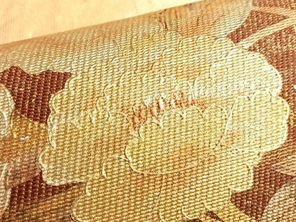 平和屋着物●太鼓柄袋帯 横段秋草文 金銀彩 正絹 逸品 BAAL0574du
