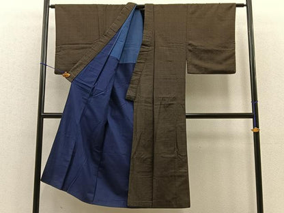 平和屋着物■男性　お召　絣文様　逸品　BAAL0782hj