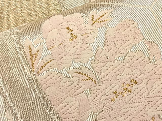 平和屋着物◎六通柄袋帯 唐織 立涌亀甲花丸文 金銀糸 正絹 逸品 BAAL1267if