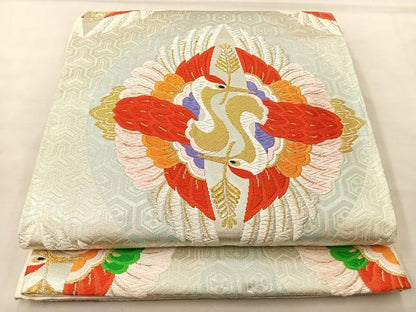 平和屋着物◎六通柄袋帯 唐織 松喰い鶴 金銀糸 正絹 逸品 BAAL1296if