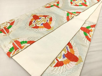 平和屋着物◎六通柄袋帯 唐織 松喰い鶴 金銀糸 正絹 逸品 BAAL1296if