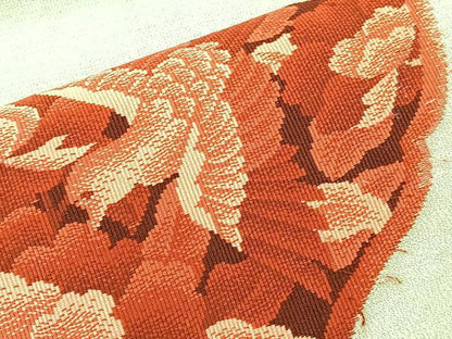 平和屋着物◎太鼓柄袋帯 花鳥絵皿 銀糸 正絹 逸品 BAAL1297if