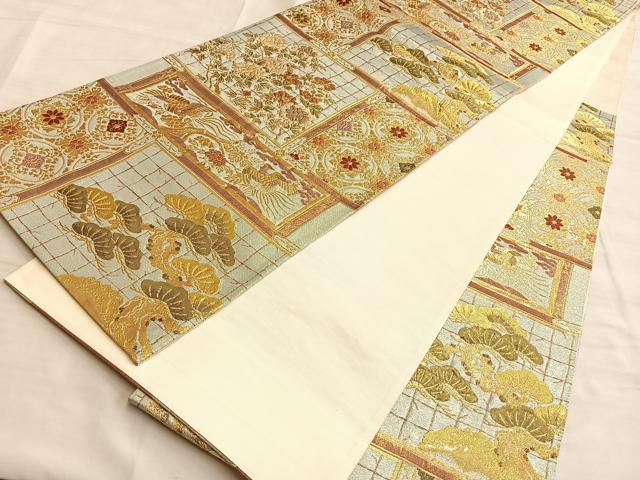 平和屋着物●六通柄袋帯 唐織 鳳凰違い棚枝花文 金銀糸 正絹 逸品 BAAL2793du