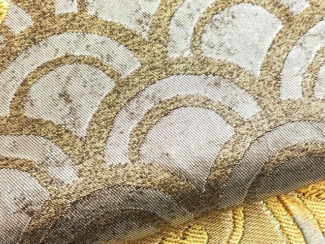 平和屋着物●六通柄袋帯　正倉院花菱青海波　黒地　金糸　正絹　逸品　BAAL2852du