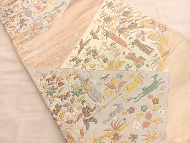 平和屋着物●六通柄袋帯 鳳凰枝花文 金糸 正絹 逸品 BAAL2870du
