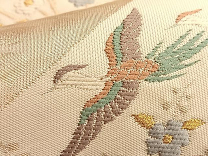 平和屋着物●六通柄袋帯 鳳凰枝花文 金糸 正絹 逸品 BAAL2870du