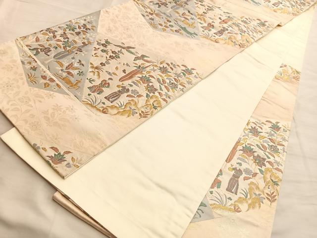 平和屋着物●六通柄袋帯 鳳凰枝花文 金糸 正絹 逸品 BAAL2870du